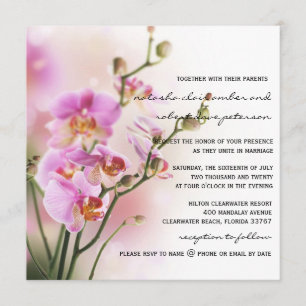 Romantic Pink Orchids Wedding Invitation
