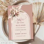 Romantic Pink Pampas Grass Arch Save the Date Card