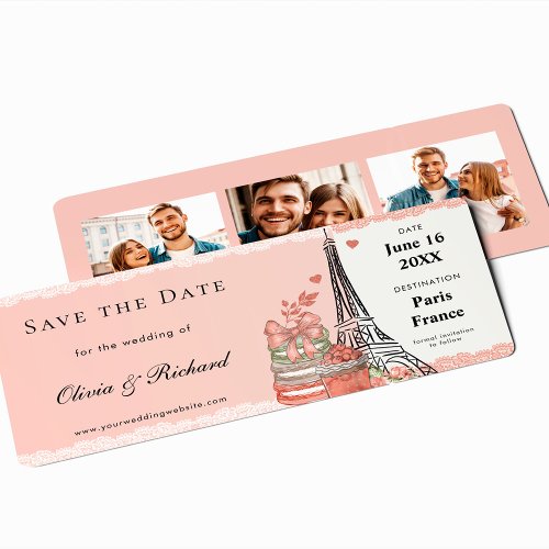 Romantic Pink Paris Boarding Pass Save the Date Invitation