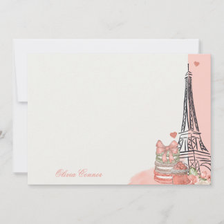 Romantic Pink Paris Theme Personalized Note Card
