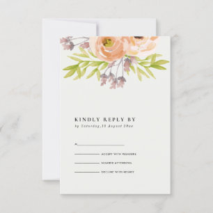 ROMANTIC PINK PEACH BLUSH OFF WHITE FLORAL RSVP