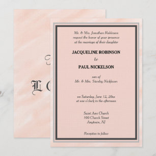 Romantic Pink Peach Gray Geometric Watercolor Invitation