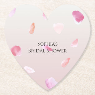 Romantic Pink Peach Rose Petals Bridal Shower Paper Coaster