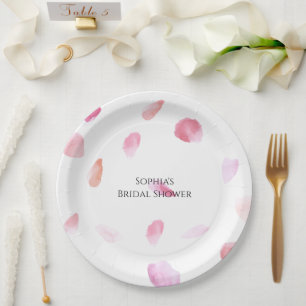 Romantic Pink Peach Rose Petals Bridal Shower Paper Plates