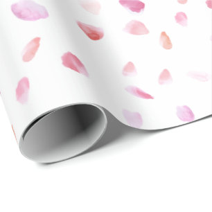 Romantic Pink Peach Rose Petals Floral Bridal Show Wrapping Paper