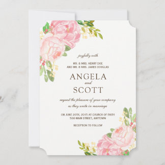 Romantic Pink Peonies Wedding Invitations