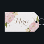 Romantic Pink Peonies Wreath Merci Thank You Gift Tags<br><div class="desc">Elegant gift tag featuring watercolor illustrations of peonies with blush back. Whimsical and feminine,  a perfect accent for your party favors. This is a part of a collection. Matching items are available.</div>