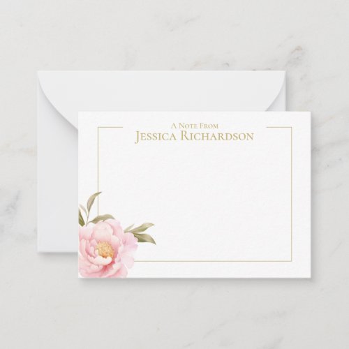 Romantic Pink Peony Flat Note Card