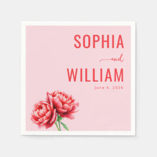 Romantic Pink Peony Floral Napkins