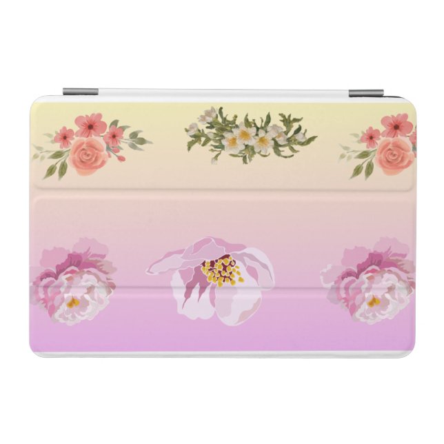 Romantic Pink Peony & Rose Floral iPad mini Cover  (Horizontal)
