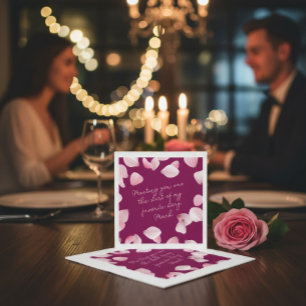 Romantic Pink Petals Love Note  Napkins
