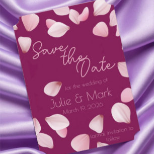 Romantic Pink Petals Save the Date Wedding Invitation