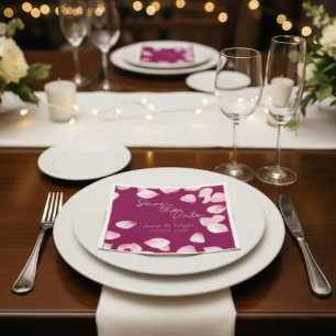 Romantic Pink Petals Save the Date Wedding  Napkins