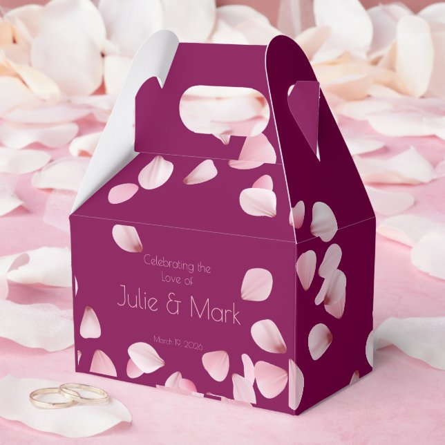 Romantic Pink Petals Wedding Gable Favor Boxes (Wedding)
