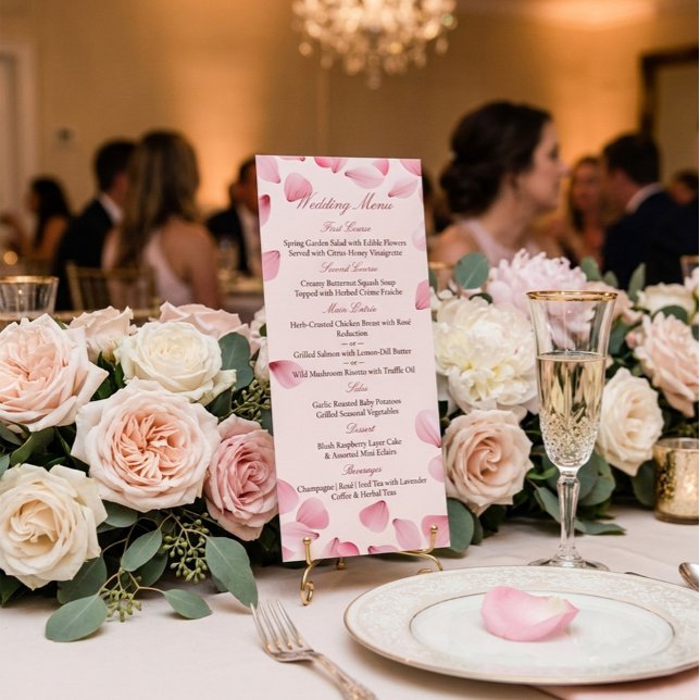 Romantic Pink Petals Wedding Menu (Creator Uploaded)