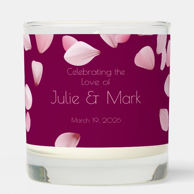 Romantic Pink Petals Wedding  Scented Candle (Front)