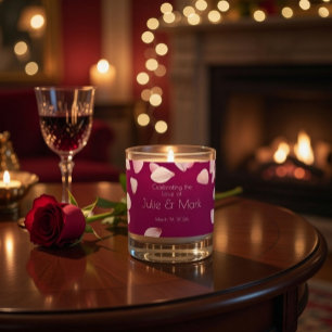 Romantic Pink Petals Wedding  Scented Candle