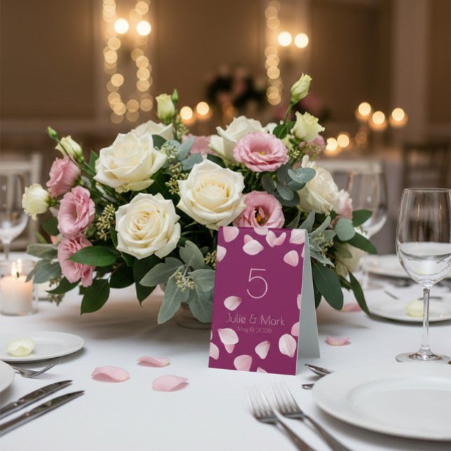 Romantic Pink Petals Wedding  Table Tent (Creator Uploaded)