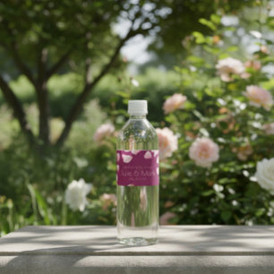 Romantic Pink Petals Wedding  Water Bottle Label