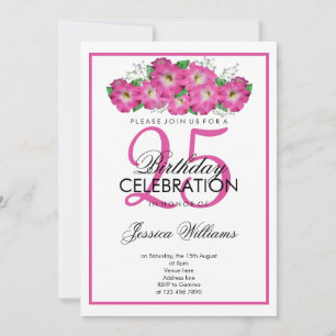 Romantic Pink Petunias Birthday Invitation