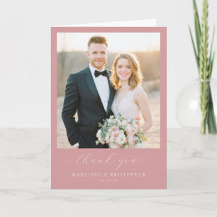 Romantic Pink Photo Letterpress Thank You Card