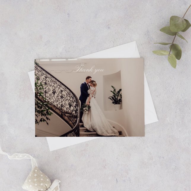 Romantic Pink Photo Wedding Thank You Card (Creator Uploaded)