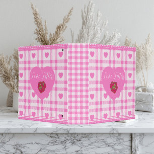 Romantic Pink Plaid Heartfelt Love Letters Vintage 3 Ring Binder
