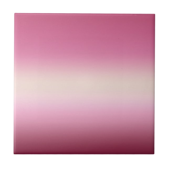 Romantic Pink & Pretty Ivory Cream Gradient Ombre  Ceramic Tile (Front)