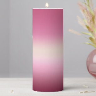 Romantic Pink & Pretty Ivory Cream Gradient Ombre  Pillar Candle