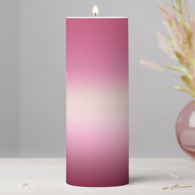 Romantic Pink & Pretty Ivory Cream Gradient Ombre  Pillar Candle (In Situ)