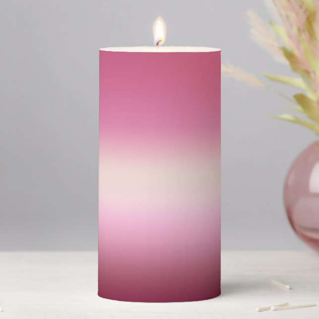 Romantic Pink & Pretty Ivory Cream Gradient Ombre  Pillar Candle (In Situ)