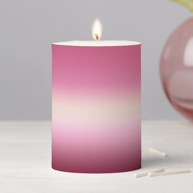Romantic Pink & Pretty Ivory Cream Gradient Ombre  Pillar Candle (In Situ)