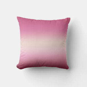 Romantic Pink & Pretty Ivory Cream Gradient Ombre Throw Pillow