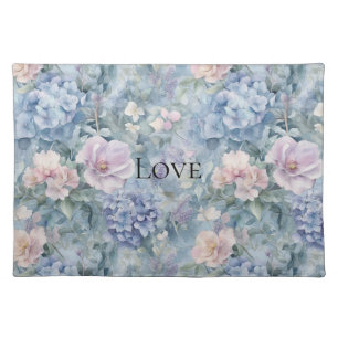 Romantic Pink Purple Floral Love Cloth Placemat