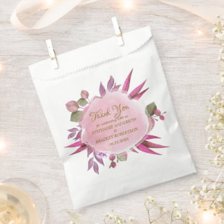 Romantic Pink Purple Floral Wedding Thank You Favor Bag
