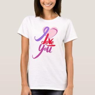 Romantic Pink Purple Heart Valentine's Day T-Shirt