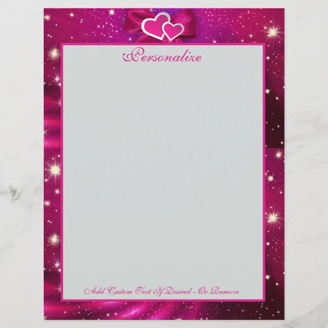 Romantic Pink & Purple Hearts, Bows & Stars (Front)