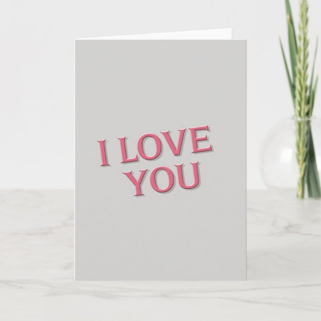 Romantic Pink Raised I Love You Card (Front)