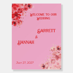 Romantic Pink Red Floral Wedding Foam Board