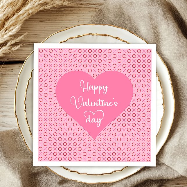 Romantic Pink Red Hearts Valentine Table Decor   Napkins (Romantic Pink Red Hearts Valentine Table Decor Napkins)