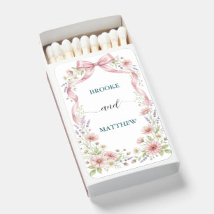 Romantic Pink Ribbon Floral Matchboxes