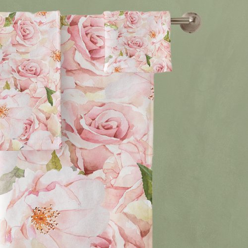 Romantic Pink Rose Bath Towel Set