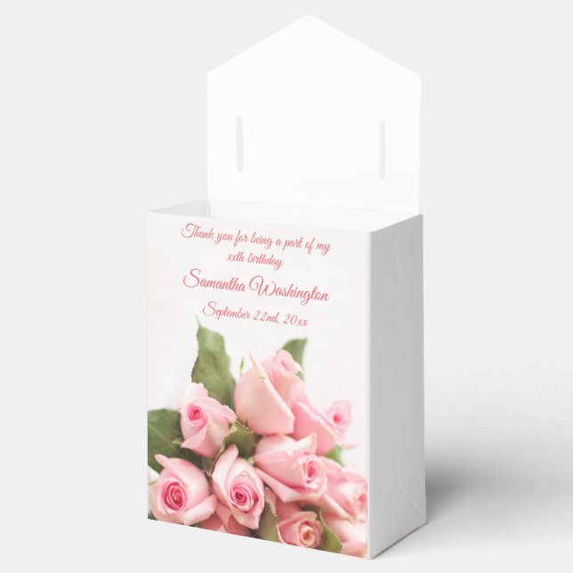 Romantic Pink Rose Bouquet Birthday Favor Boxes (Opened)