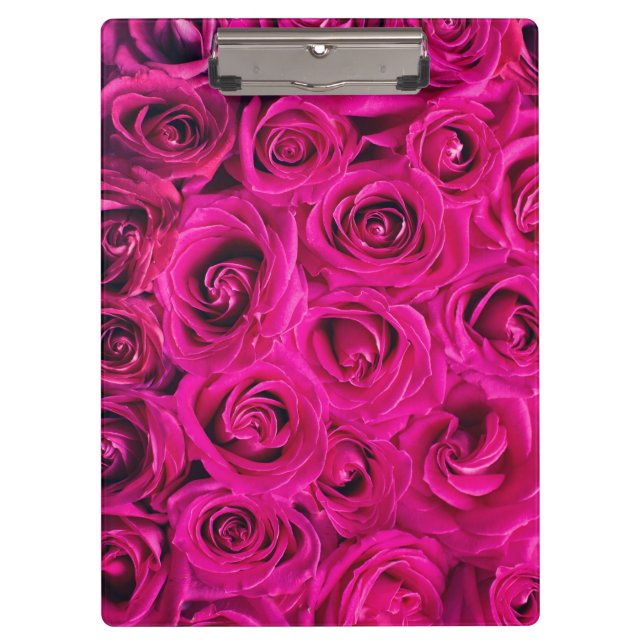 Romantic Pink Rose Clipboard (Front)
