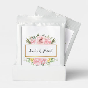 Romantic Pink Rose Floral Custom Wedding Margarita Drink Mix