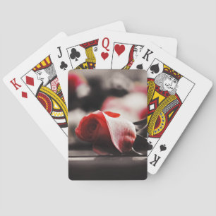Romantic Pink Rose Flowers Poker Cards
