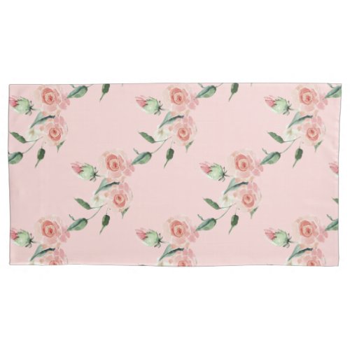 Romantic Pink Rose Garlands King Pillow Case