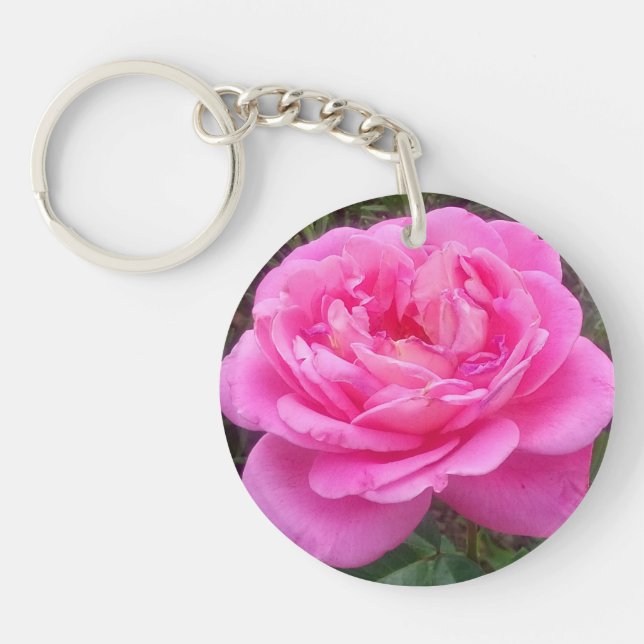 Romantic Pink Rose 'Leonardo Da Vinci'  Keychain (Front)