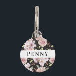 Romantic Pink Rose Pet ID Tag<br><div class="desc">Personalized girly pink rose dog tag with contact info on the back.  Please visit our shop to view a matching collar & leash.</div>