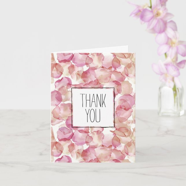Romantic Pink Rose Petals Floral Thank You Card (Orchid)